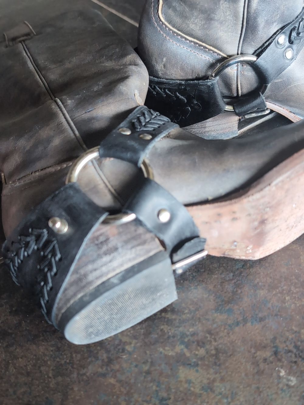 Freebird by Steven Timber Stone w Black 🖤 Harness Tall Leather Riding Boots - Picture 7 of 16
